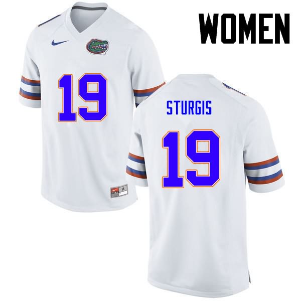 Women's NCAA Florida Gators Caleb Sturgis #19 Stitched Authentic Nike White College Football Jersey VIA2365RO